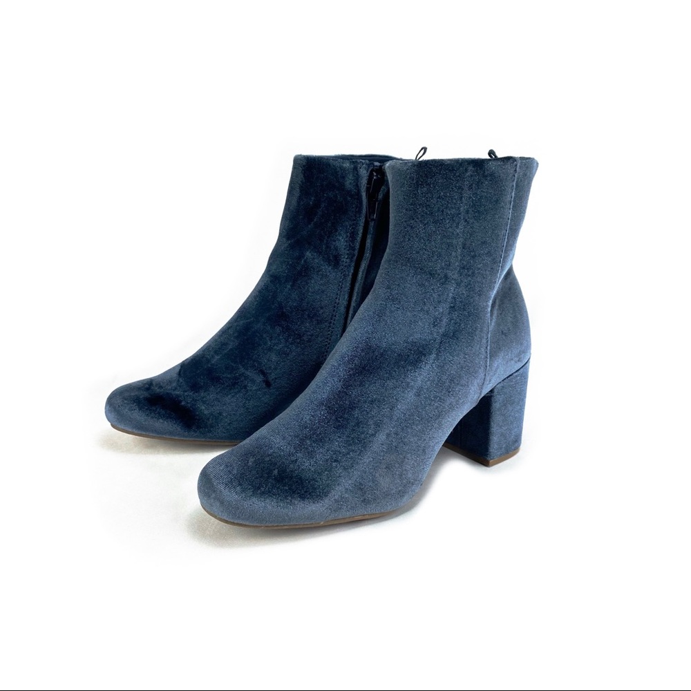 Old Navy Blue Steel Velvet Ankle Boots Size 7